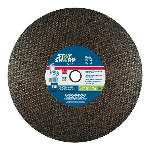 Stay Sharp 14 x 0.09 in. Thick Metal Cutting Flat Wheel - Type 1 Professional Abrasive 2140292 - main