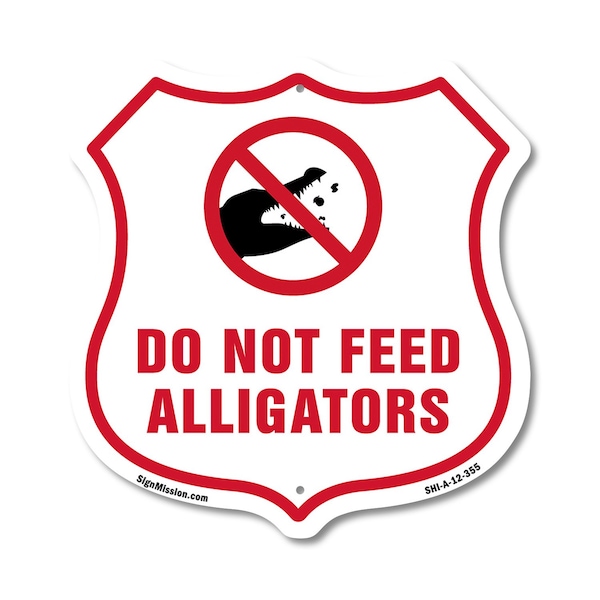 Signmission Alligator Warning Shield Sign Do Not Fee, 12 Inch X 12 Inch, Aluminum Metal Sign SHI-A-12-355 - main