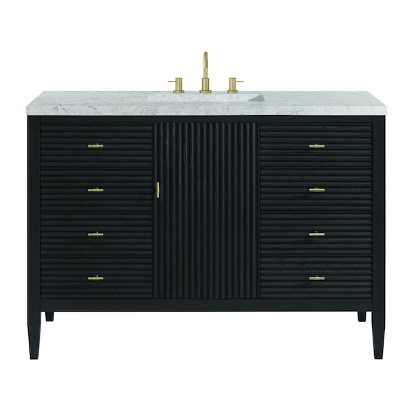 James Martin Vanities Myrrin 48'' Vanity, Carbon Oak w/ Jasmine Pearl Silestone Top w/FreePower Wireless Charger 485-V48-CBO-FEJP - main