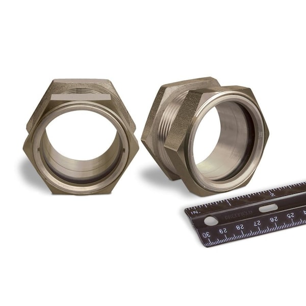 Oil-Rite 303 Stainless Steel Gasketed Window Sights Straight Thread - Straight w/Nut, 1 3/4in.-12, 2in. B4764-07B - main