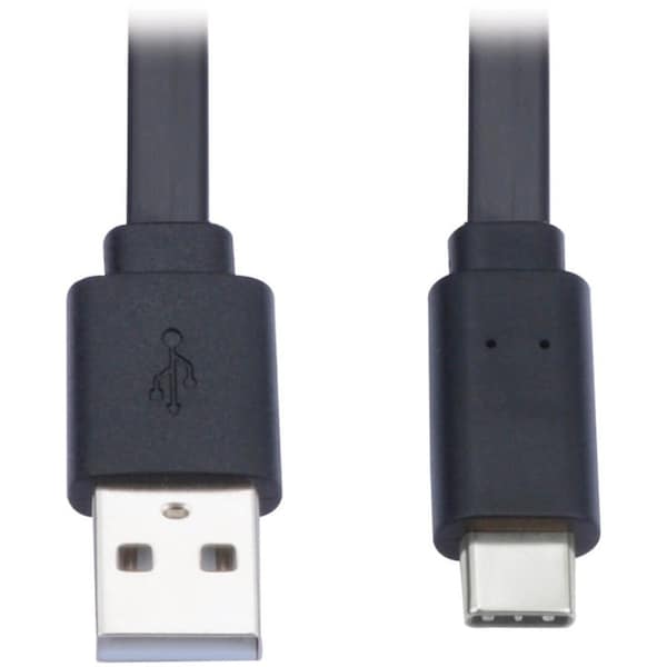 Eaton EATON USB-A To USB-C Flat Cable, M/m, USB 2.0, Black, 6 Ft. 1.83 M U038-006-FL - main