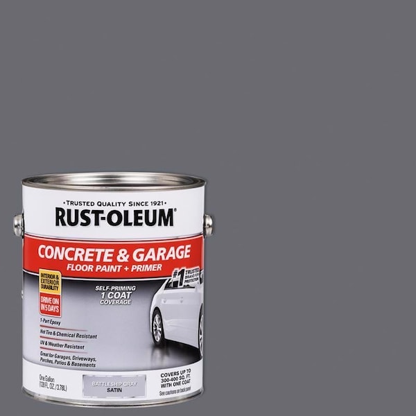 Rust-Oleum Satin Battleship Gray Water-Based Acrylic Concrete and Garage Floor Paint 1 gal 225380-2 - main