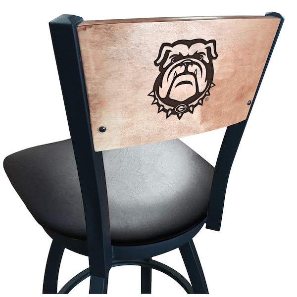 Holland Bar Stool Co 36" Blk Wrinkle Georgia "Bulldog" Swivel Bar Stool, Laser Engraved Back L03836BWMedMplAGA-DogBlkVinyl - main