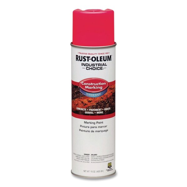 Rust-Oleum IC M1400 Water-Based Construction Marking Paint, Gloss Fluorescent Pink, 17 oz Aerosol Can, 12PK 264702 - main