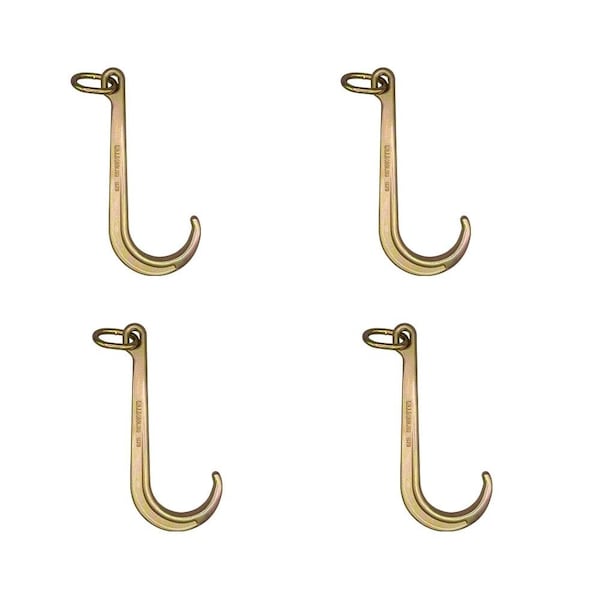Mytee Products 15in J Hook Heavy Duty Grade G70 Tow Axle Strap Wrecker Roll back Clevis 5400#, 4PK Jhook15x4 - main