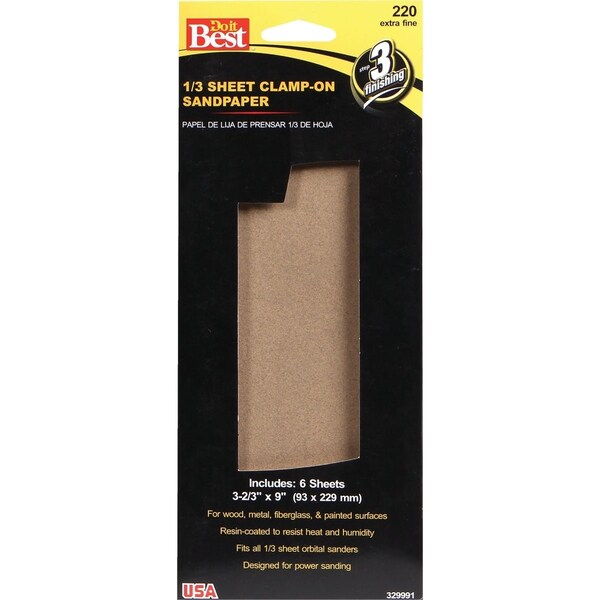 Do It Best Aluminum Oxide 220C Grit 1/3 Sheet Power Sanding Sheet, 6PK 329991GA - main