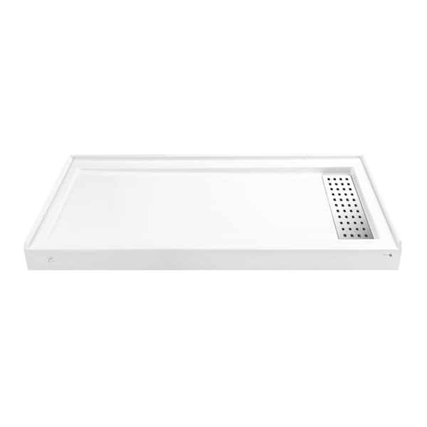 Kingston Brass 60" x 32" Anti-Skid Acrylic Single Threshold Shower Base with Right Drain, Glossy White VTSB60325RT - main