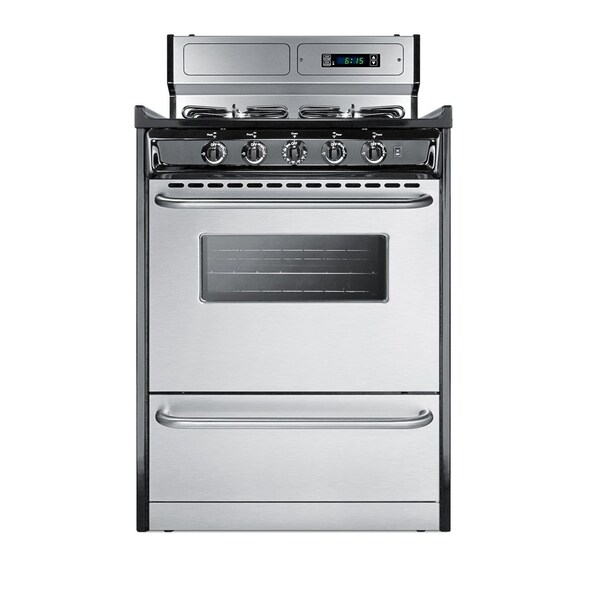 Summit 24in Wide Gas Range, Sealed Burners TTM6307BKSW - main