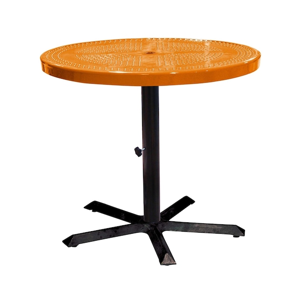 Leisure Craft 36" Round Perforated Pedestal Table, Portable, 30"H, Orange 36TAB30-ORANGE - main