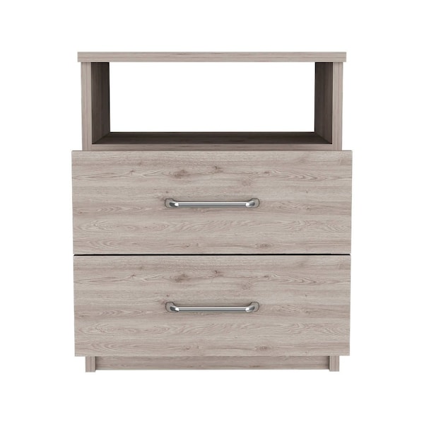 Homeroots 20" Gray Two Drawer Faux Wood Nightstand 543681 - main