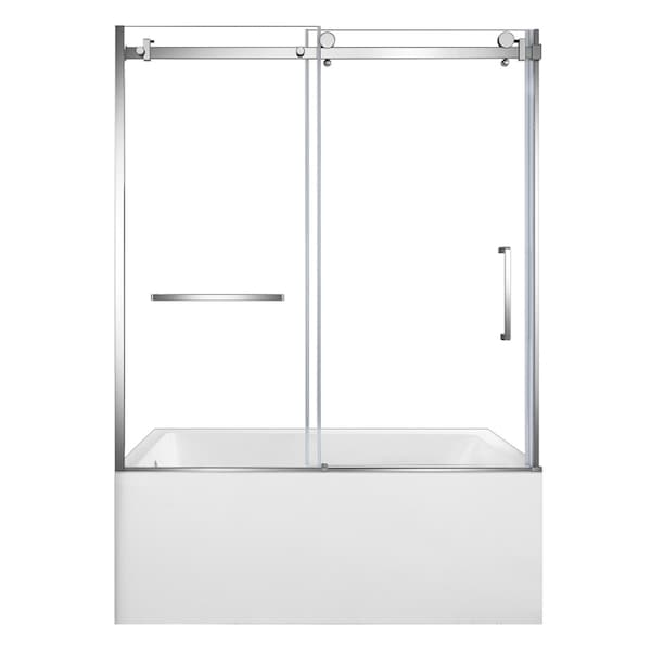 Kingston Brass 60" Acrylic Alcove Left-Hand Drain Tub with Right Sliding Tub Door, White/Polished Chrome KVTAP603222L1 - main