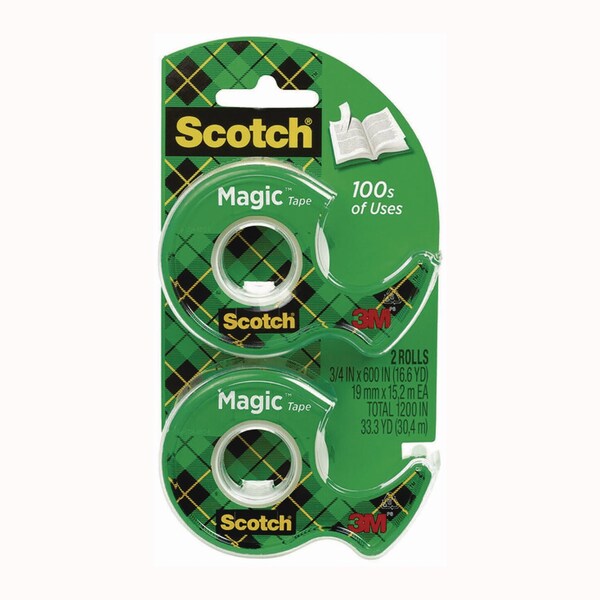 Scotch Magic Tape in Handheld Dispenser, 1in Core, 0.75in x 50 ft, Clear, 2PK 122DM-2 - main