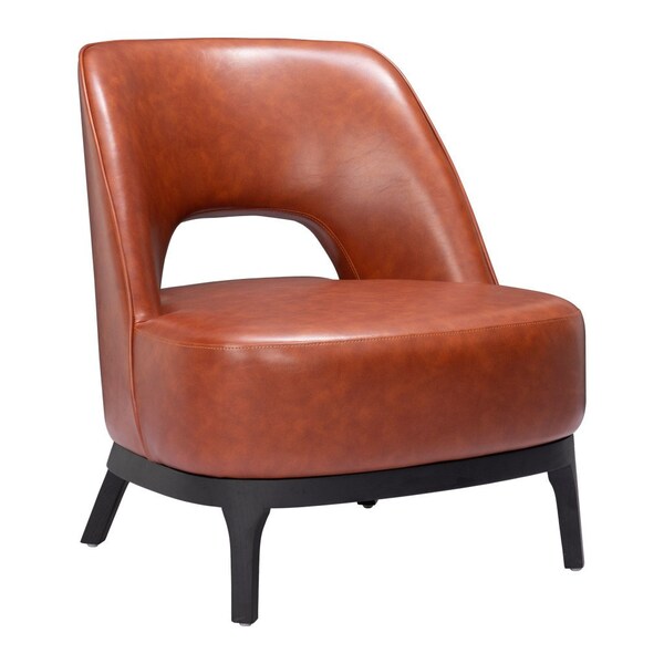 Homeroots 26" Brown And Black Faux Leather And Faux Leather Lounge Chair 556459 - main