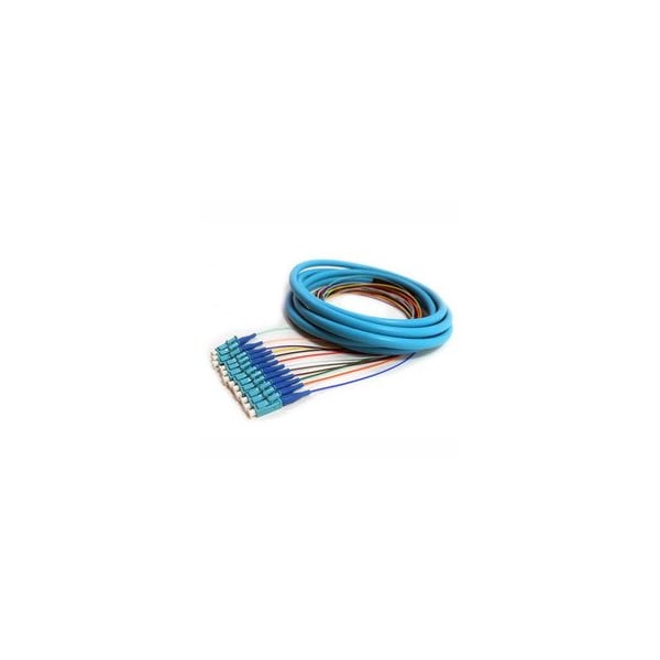 Cable Wholesale 12-Strand LC/PC Distribution Pigtail, Multimode 50um OM3, Color Coded 900um Breakout, 3 meters 15F2-42012 - main