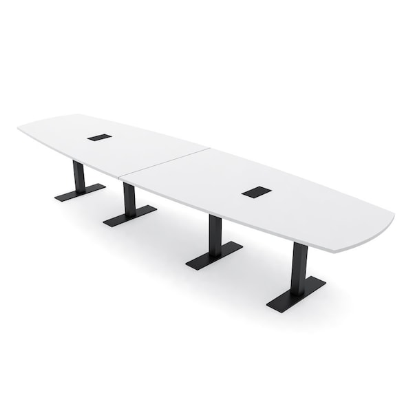 Skutchi Designs Arc Boat Conference Table With Power, 48 in W, 168 in L HAR-ABOT-48X168-T.BK-W960-EBLK - main