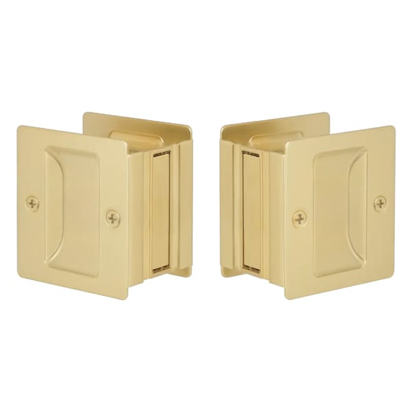 Emtek Pocket Door Locks Passage Satin Brass EEPDSQU64SB - main