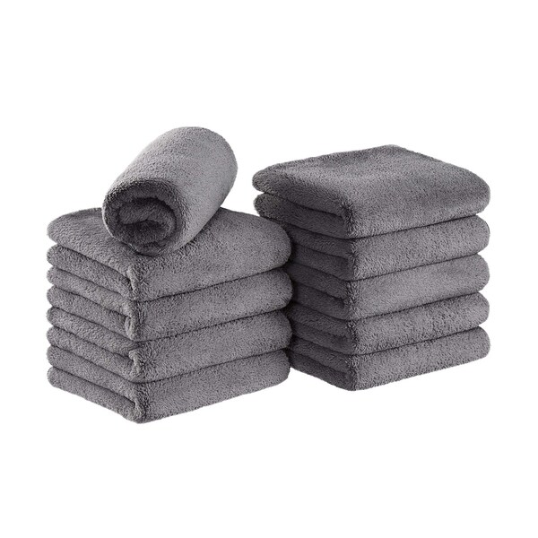 Arkwright Home Coral Fleece Salon Towel 16x27 Grey - Pack of 10, 10PK PNP915117GY - main