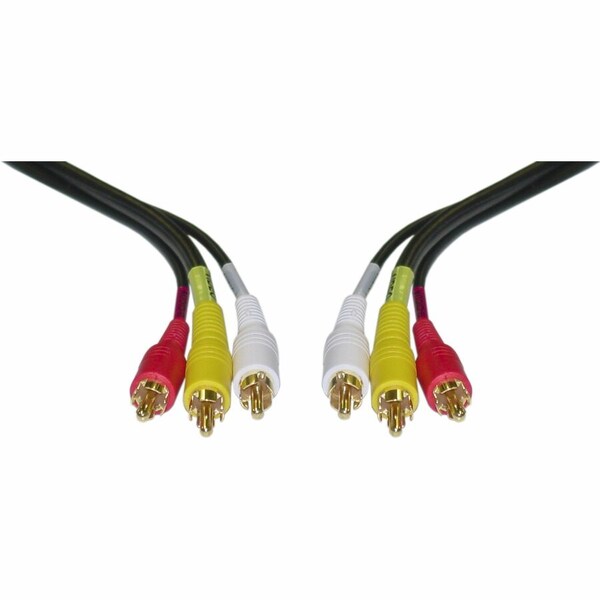 Cable Wholesale Stereo/VCR RCA Cable, 2 RCA (Audio) + RCA RG59 Video, Gold-plated Connectors, 50 foot 10R3-01150 - main