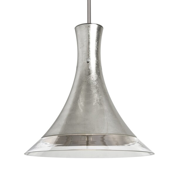 Besa Lighting Rio Stem Pendant, Silver Foil/Clear, Satin Nickel Finish, 1x60W Incandescent 1TT-RIOSF-SN - main