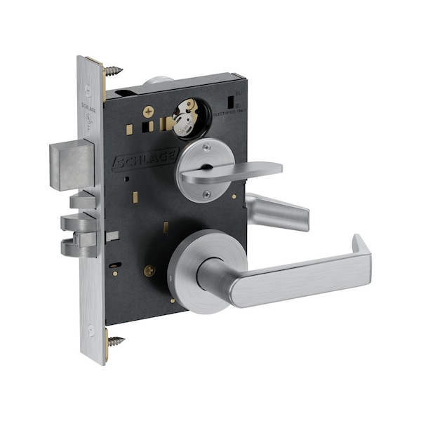 Schlage Grade 1 Entrance/Office w/Deadbolt Mortise Lock, Standard Cylinder, Rhodes Lever, A Rose, Satin Chrome PM453P RHOA 626 - main