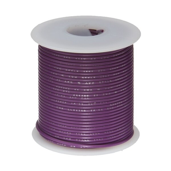 Remington Industries 22 AWG Gauge UL1061 Stranded Hook Up Wire, 300V, 0051 Diameter, Violet, 25 ft Length 22UL1061STRVIO25 - main