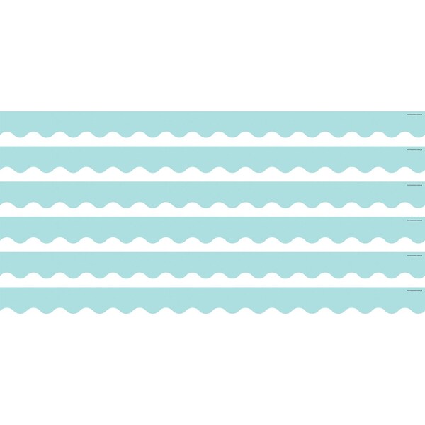 Teacher Created Resources Pastel Blue Scalloped Border Trim, 35 Feet Per Pack, 6PK TCR8426 - main