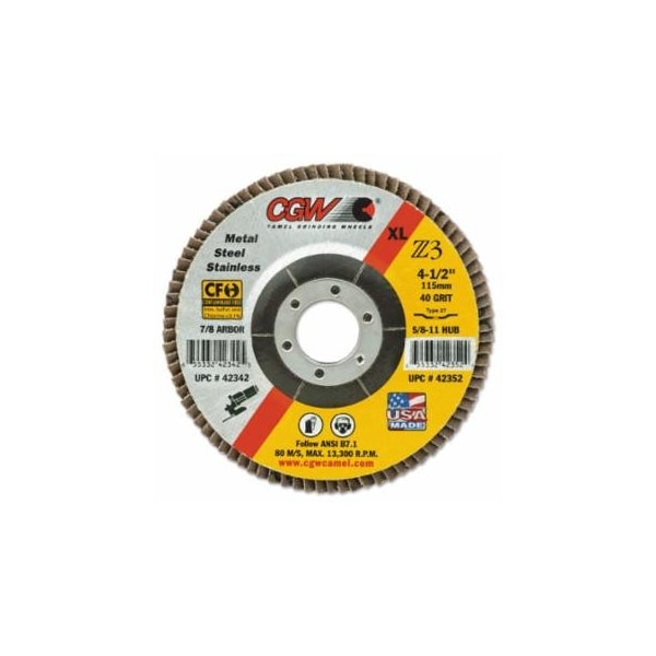 Cgw Abrasives Cut-Off Wheel, 4-1/2 in dia, 0.045 in Thick, 7/8 in Arbor, 46 Grit, Non-Loading Aluminum, 25PK 421-45004 - main