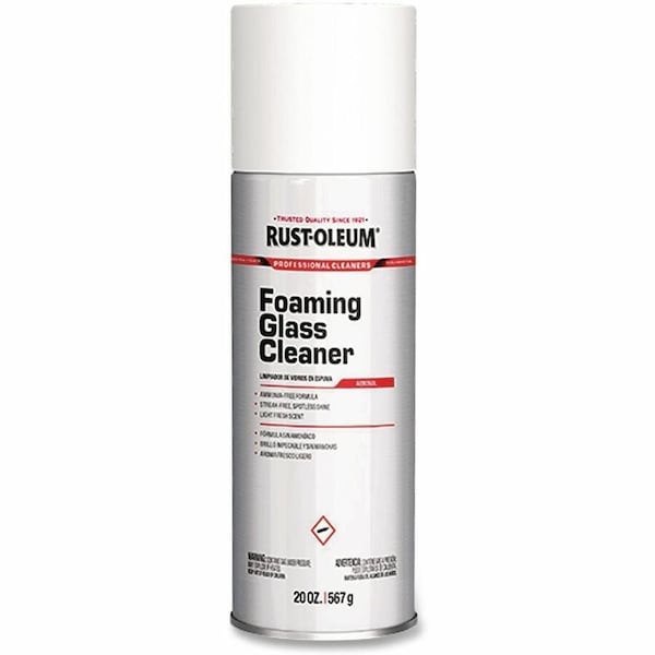 Rust-Oleum Professional Cleaners Foam Glass Cleaner, 20 oz, Clear, Fragrance Free, Aerosol Spray Can, 12 PK 381658 - main