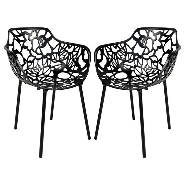 Leisuremod Modern Devon Aluminum Armchair, Black, 2PK DCA23BL2 - main