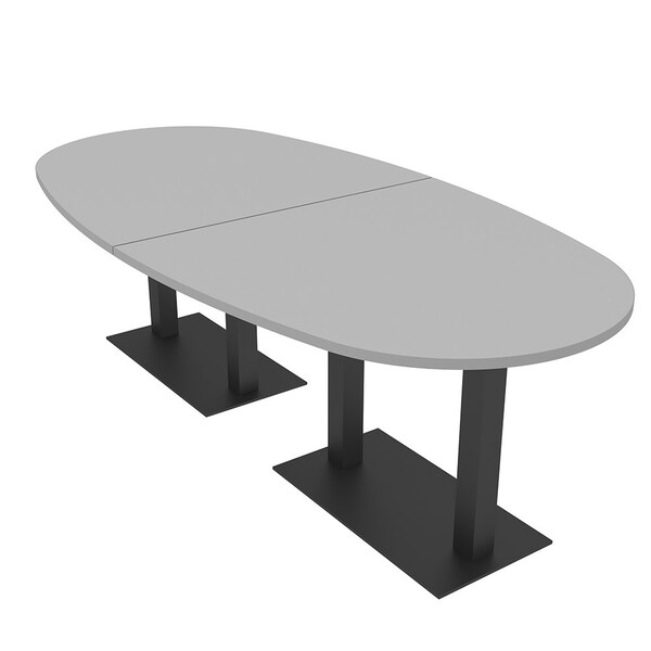 Skutchi Designs Boval Conference Table With Power Unit, 48 in W, 96 in L, Grey HAR-BOVL-48X96-DOU.BK-U779-NA - main