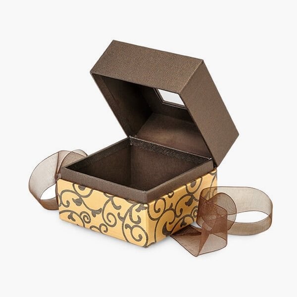 Nashville Wraps Elegant Chocolate Scroll Window Box, Petite 3.75x3.75x3, 18PK BFB1ECS - main