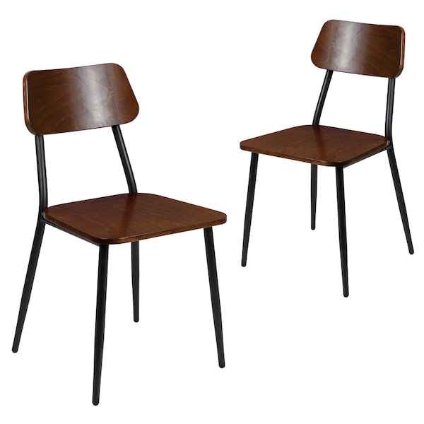 Flash Furniture Lincoln Industrial Dining Chair with Gunmetal Steel Frame and Rustic Wood Seat, PK2 2-XU-DG-60725-GG - main