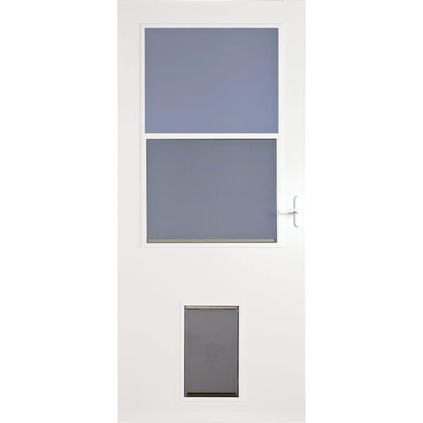 Larson Life-Core DuraTech 32'' Wx81'' Hx1'' Thick Wht Self-Storing Storm Door With Pet Door 37079031 - main