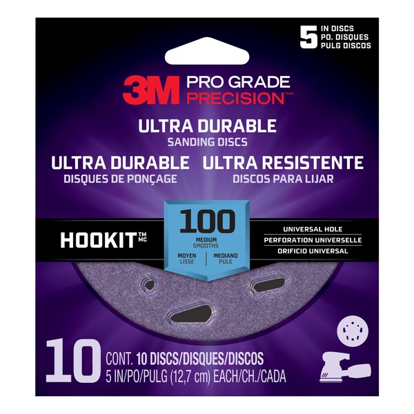 3M 3M Ultra Durable Universal Hole Sanding Disc, 5 inch UH, 100, 9PK DUH5100TRI-10I - main