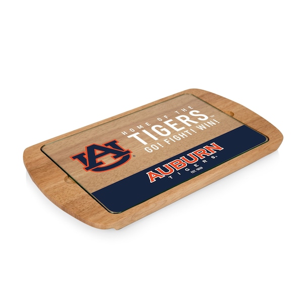 Picnic Time Family Of Brands NCAA Auburn Tigers Billboard Glass Top Cheese Board - Charcuterie Boards, Parawood 911-01-505-044-0 - main