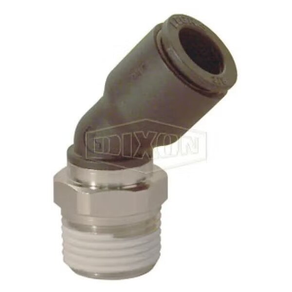 Dixon Legris by Push-In Elbow, 3/8 x 3/8 in Nominal, MNPT x Tube, 290 psi Pressure, Brass/Nylon, Domestic 31136018 - main