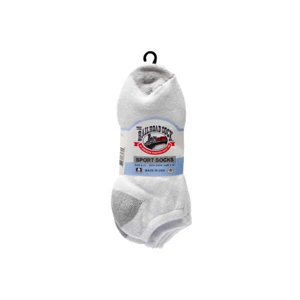 Railroad Sock Womens No Show Socks, 85% Cotton, 15% Nylon, White/Grey, 5-10 W; 4 Pair-7.5 M, 3 PK 3884 - main