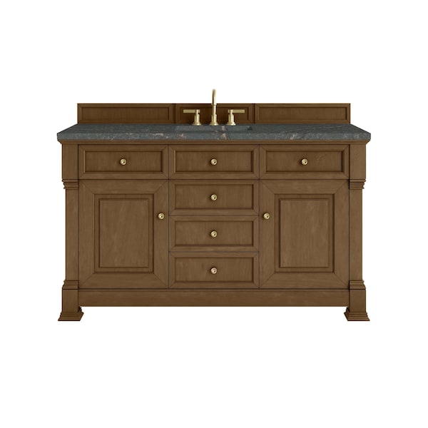 James Martin Vanities Brookfield 60 in. Single Vanity, Honey Oak w/ 3 CM Parisien Bleu Silestone Top 547-V60S-HNO-3PBL - main