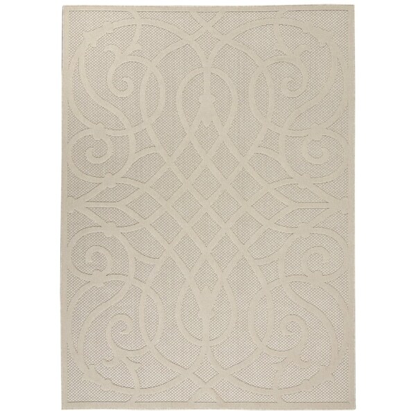 Homeroots 6' X 9' Cream And Beige Trellis Indoor Outdoor Area Rug 550464 - main