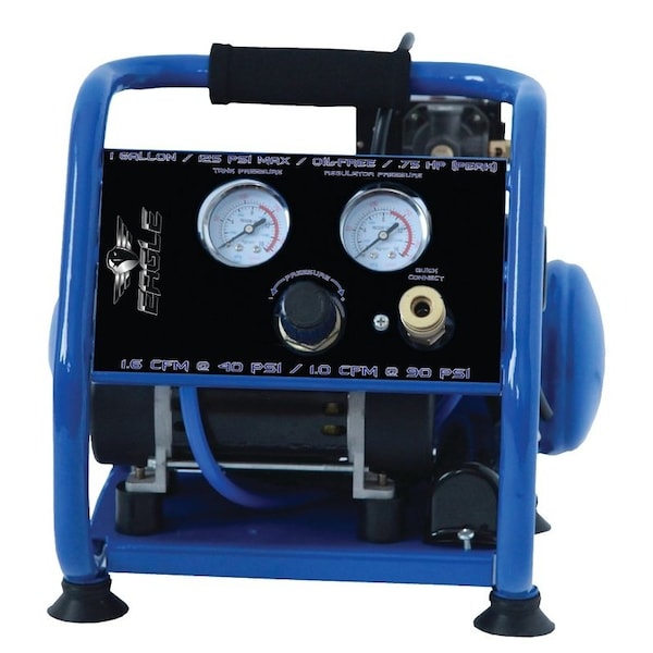 Eagle Abrasives Silent Series Portable Air Compressor, Tool Only, 1 gal Tank, 0.75 hp, 115 V, 125 psi Pressure, 1-Stage EA-2000 - main