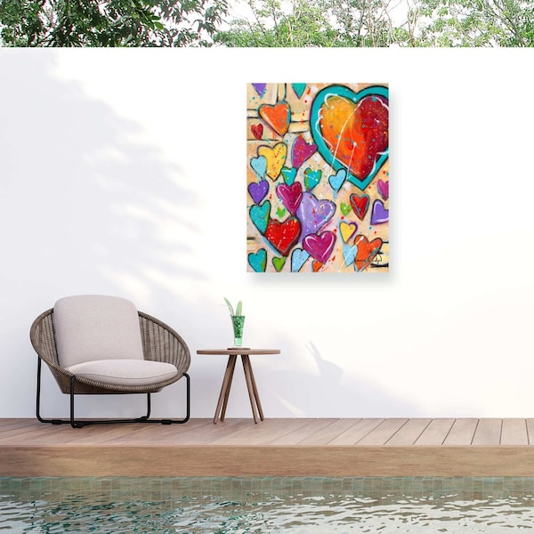 Trademark Fine Art Outdoor Canvas Art Karrie Evenson 'Hearts' Wall Art for Patios, or Gardens GRL01926-OC2432WR - main
