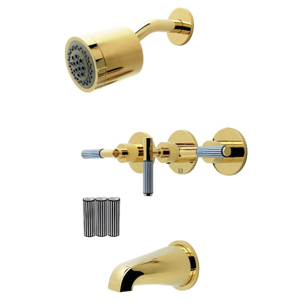 Kingston Brass Triple-Handle Tub and Shower Faucet, Polished Brass KBX8132KPS - main