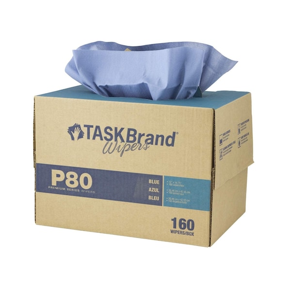 Hospeco Taskbrand P80 Hydrospun Interfold Wiper, Blue, 11x16.75, 160/DC - Case of 160, 160PK N-P080ITB - main