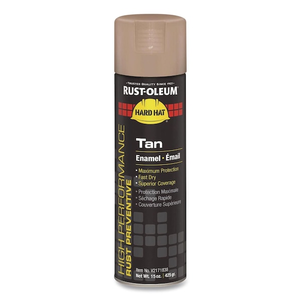 Rust-Oleum Hard Hat High Performance V2100 System Rust Preventive Enamel Spray Paint, Gloss Tan, 15 oz Can, 6PK V2171838 - main