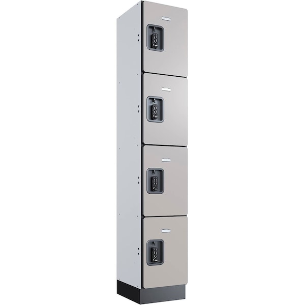Global Industrial 4-Tier 4 Door Digital Wood Locker, 12"W x 15"D x 76"H, Gray, Unassembled 290683 - main