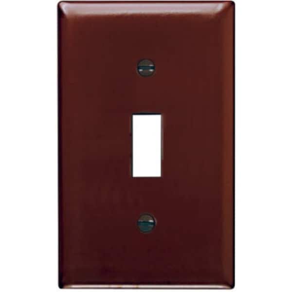 Legrand TradeMaster TP Wallplate, 4.6875 in L, 2.937 in W, 1 -Gang, Nylon, Brown TP1CC15 - main