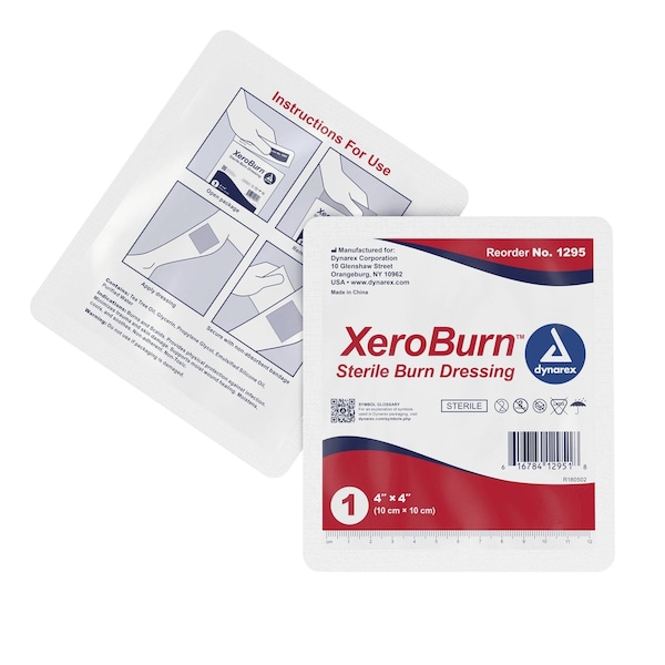 Dynarex DynarexeroBurn Burn Dressing, Sterile, 4"x4", 60PK 1295 - main