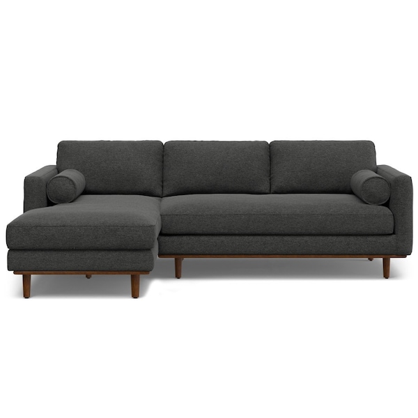 Homeroots 102" Gray Fabric Sofa With Brown Legs 641041 - main