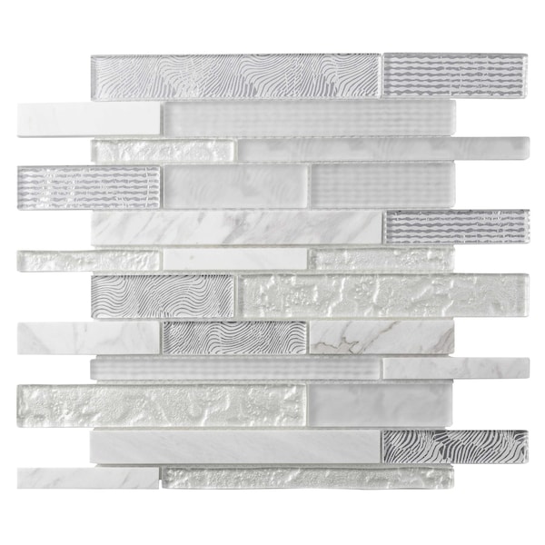 Apollo Tile White 11.8 in x 11.8 in Glass; stone Polished Floor and Wall Mosaic Tile 4.83 sqft/case, 5PK APLCAS88034A - main