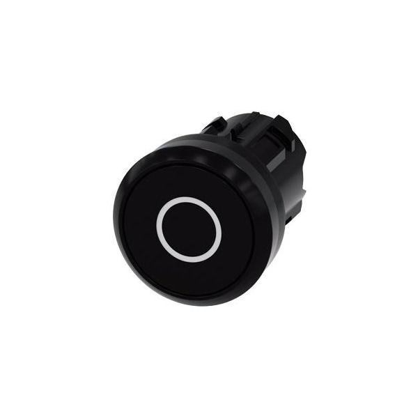 Siemens Pushbutton, 22 mm, round, plastic, black, inscription: O, pushbutton 3SU1000-0AB10-0AD0 - main